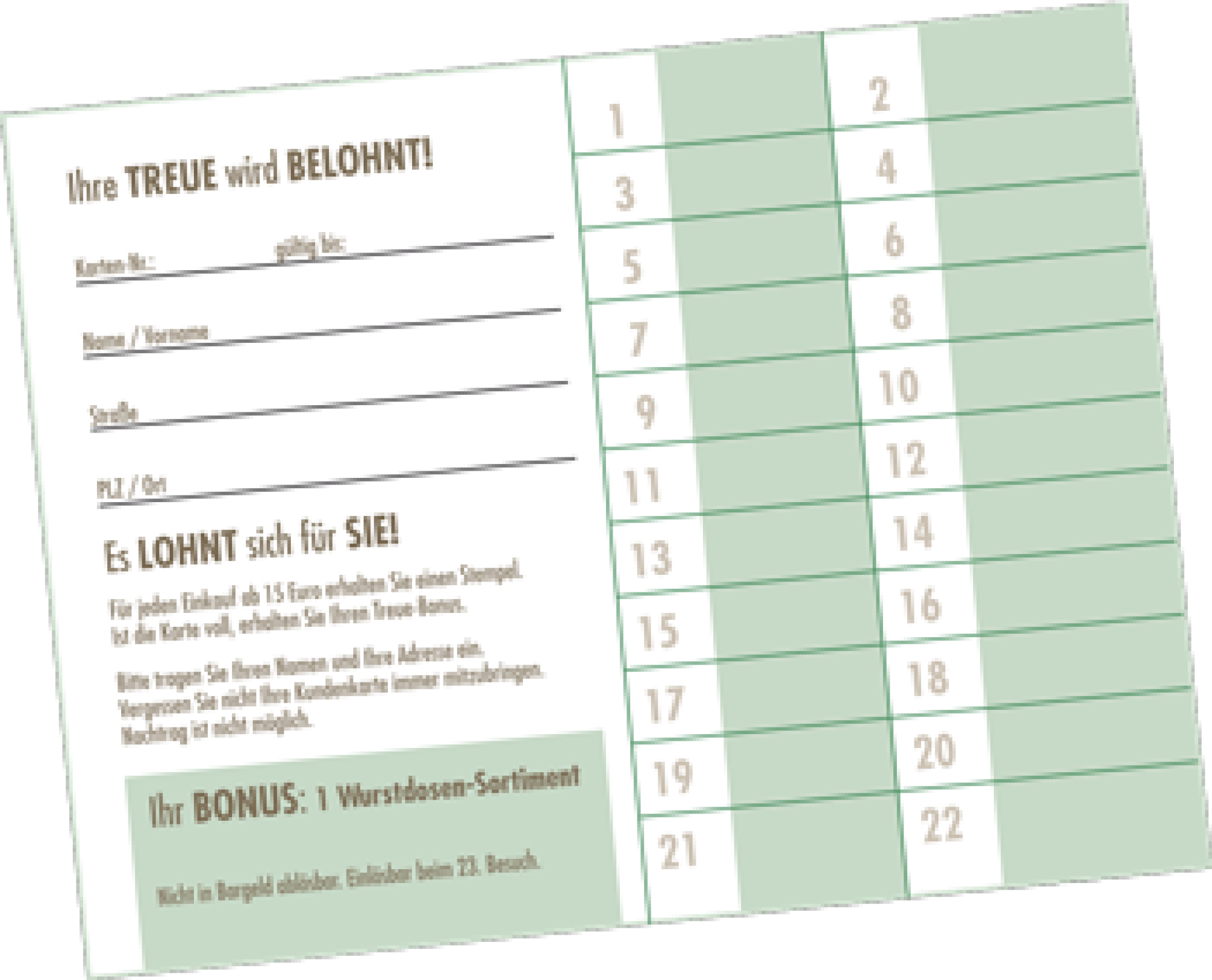 Kundenkarte bei der Metzgerei Dörrich